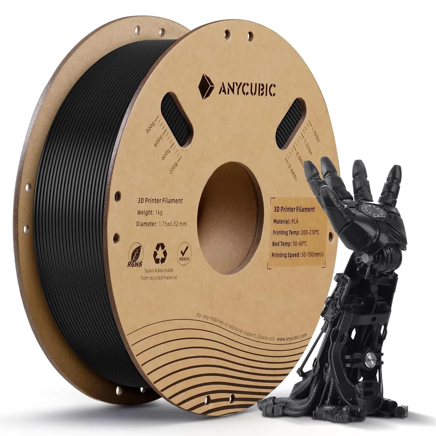 فیلامنت انیکیوبیک (anycubic) سرعت بالا High Speed مشکی — تصویر ۵