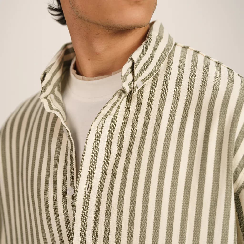 پیراهن مردانه راه راه کنفی REGULAR پریمو 200722 — تصویر ۳