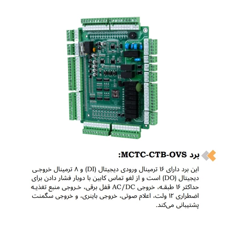 برد MCTC-CTB-OVS تابلو فرمان آسانسور مونارک