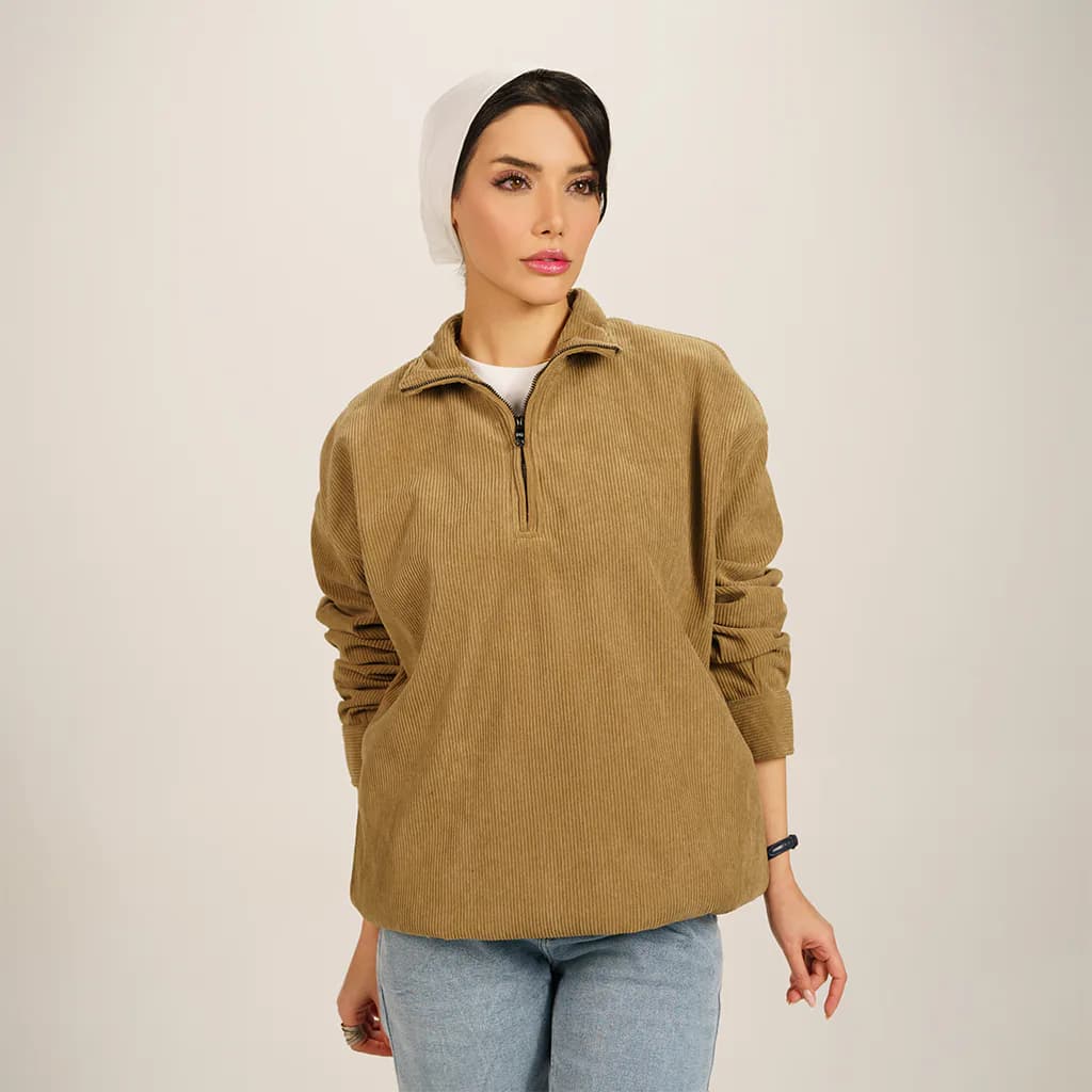 پلیور نیم زیپ مخمل کبریتی LOOSE پریمو 500360 — تصویر ۷