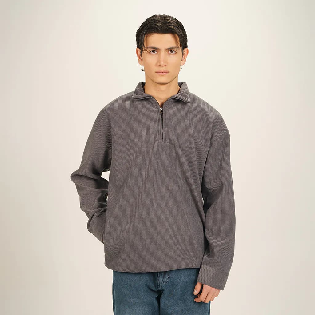پلیور نیم زیپ مخمل کبریتی LOOSE پریمو 500360