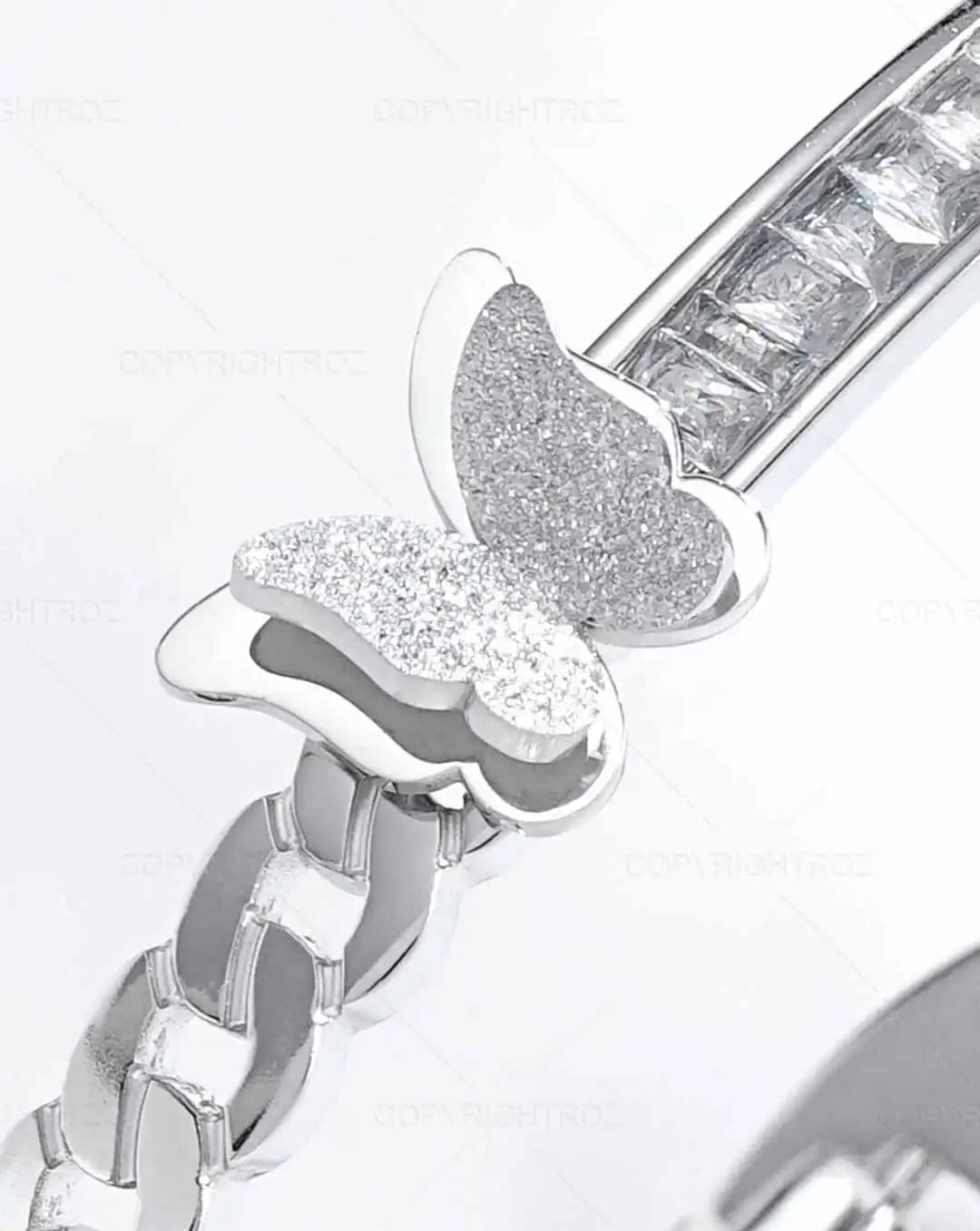 دستبند النگویی استیل زنانه طرح پروانه مدل 1492 — تصویر ۴