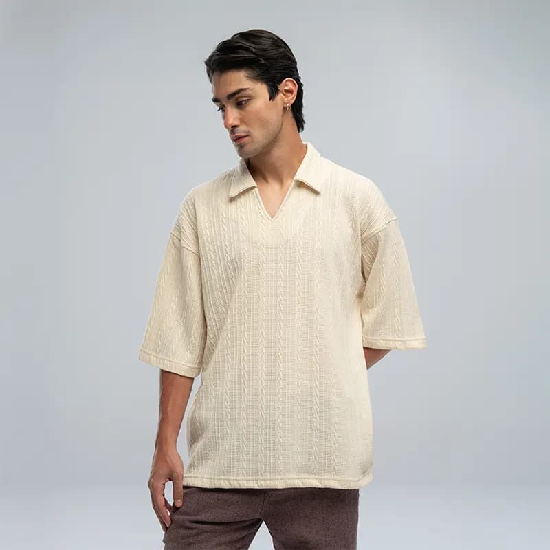تیشرت مردانه یقه کوبایی LOOSE پریمو 100737