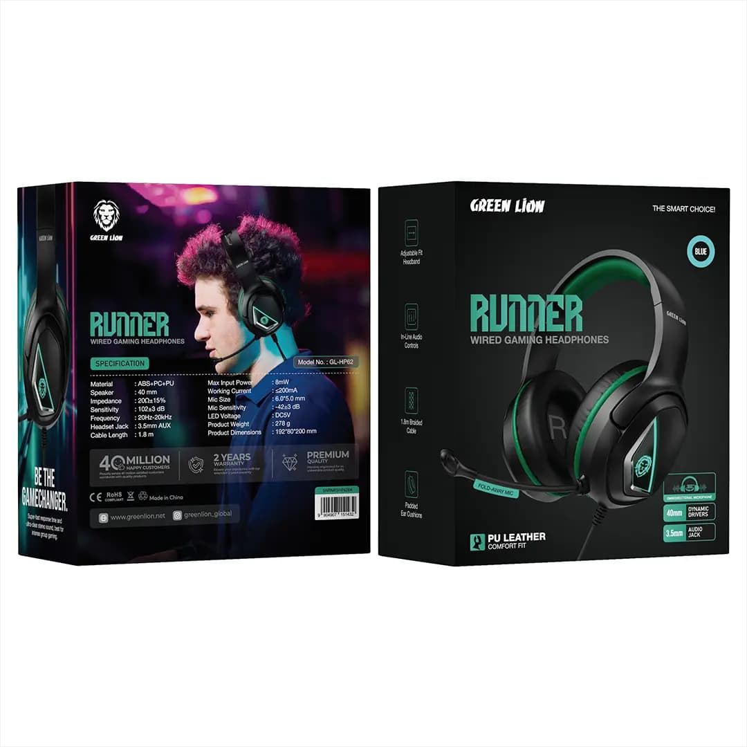 هدفون گیمینگ سیمی گرین لاین Runner Blue GNRNRGHP62BK — تصویر ۳