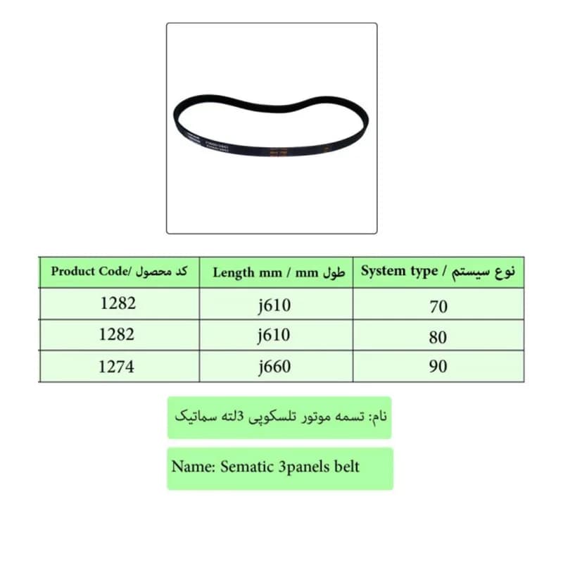 تسمه موتور تلسکوپی سه لته درب آسانسور سماتیک
