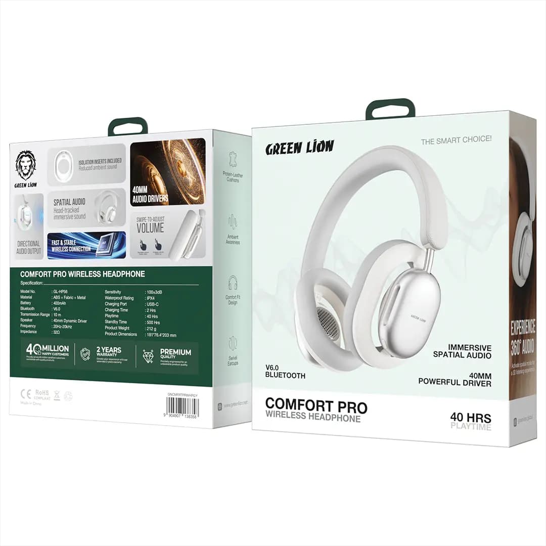هدفون بی‌سیم گرین لاین Comfort Pro مدل GNCMFRTPRWHP — تصویر ۳
