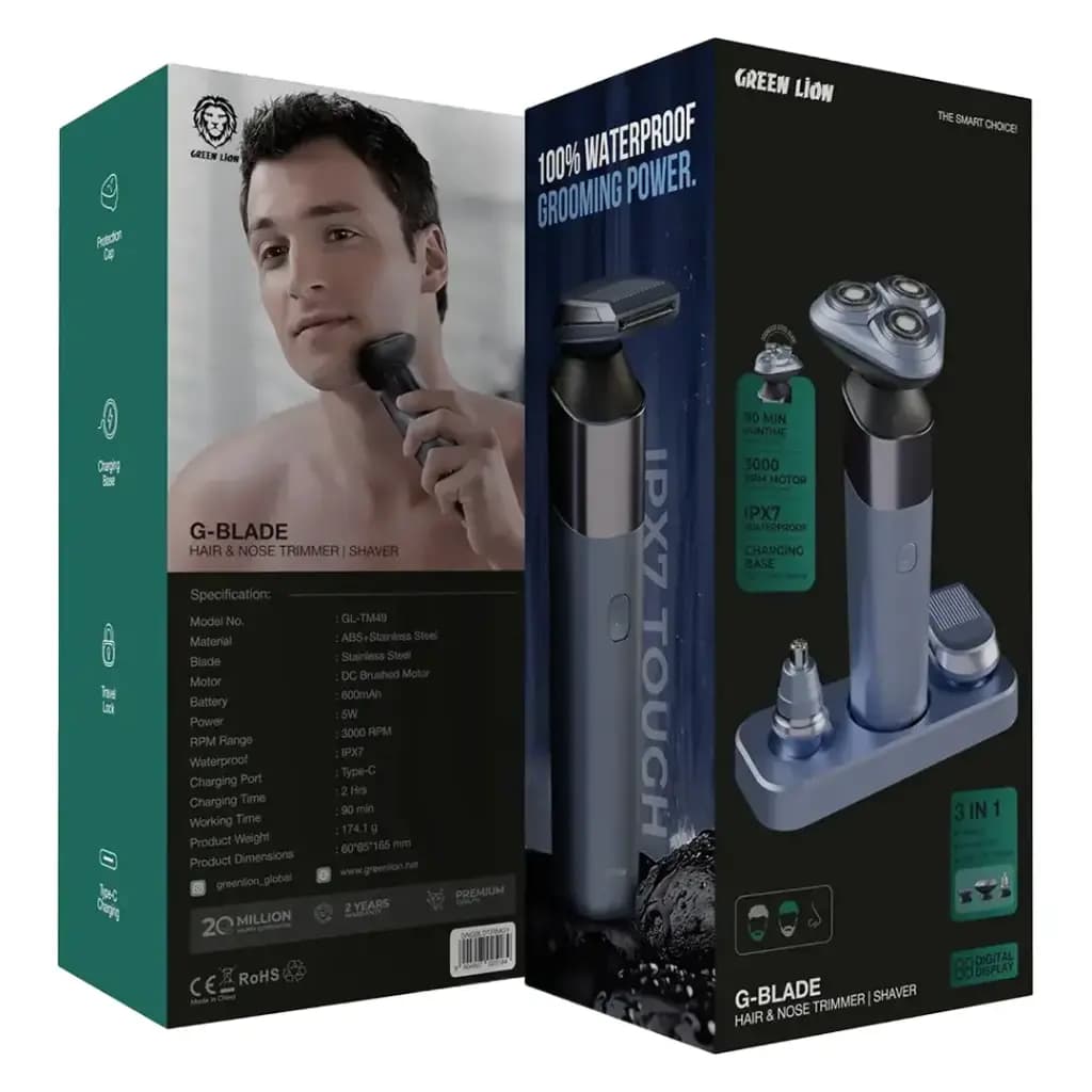 موزن بینی و ماشین اصلاح 3 در 1 گرین لاین G-Blade خاکستری GNGBLDTRIMGY — تصویر ۳