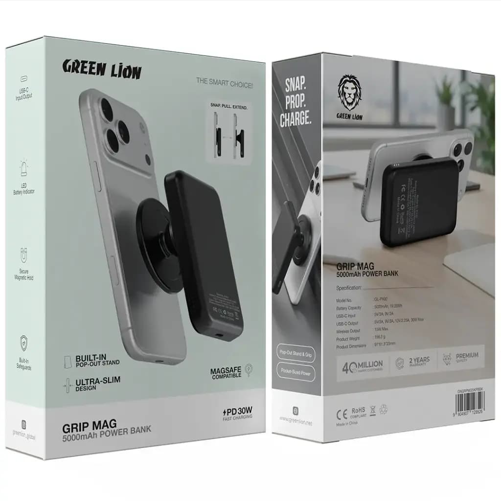پاوربانک گرین لاین 5000 میلیآمپر Grip Mag GNGRPMG5KPBBK — تصویر ۸