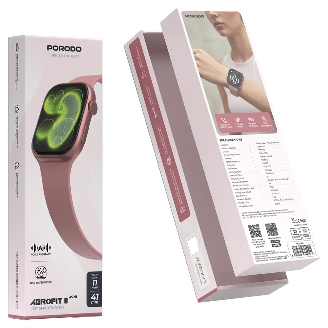 ساعت هوشمند پورو‌دو Aerofit II 1.75 اینچ مشکی Porodo PDS11 Smart Watch — تصویر ۶