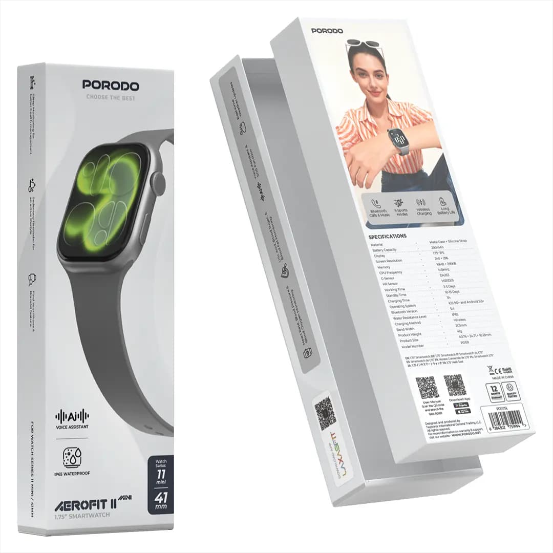 ساعت هوشمند پورو‌دو Aerofit II 1.75 اینچ مشکی Porodo PDS11 Smart Watch — تصویر ۷