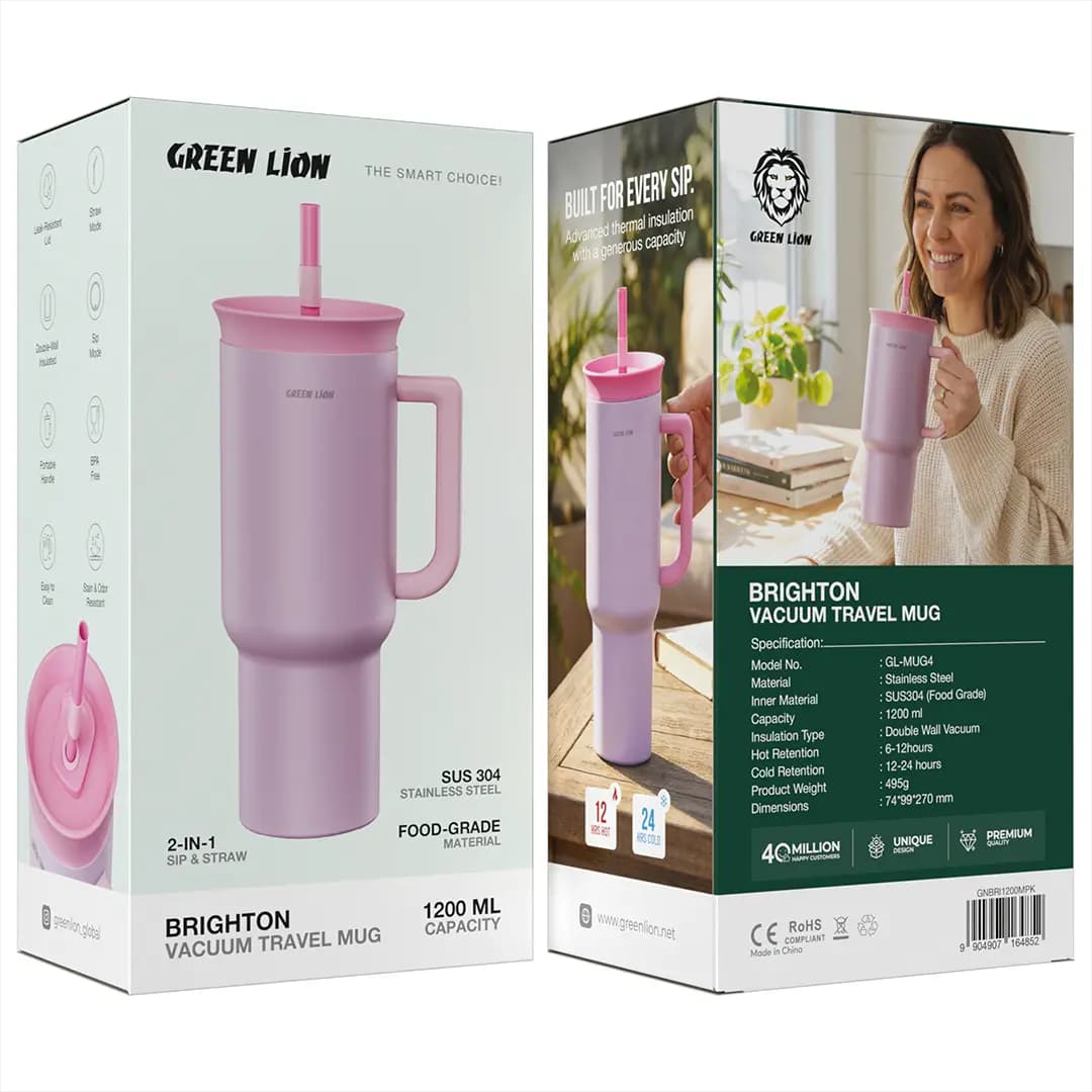 ماگ مسافرتی Green Lion Brighton Vacuum GNBRI1200M | ماگ دوجداره استیل عایق حرارت — تصویر ۶