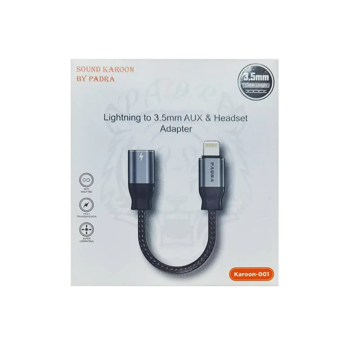 مبدل لایتنینگ به AUX 3.5 میلی‌متری پادرا | PADRA Lightning to 3.5mm AUX Audio Adapter Karoon-001