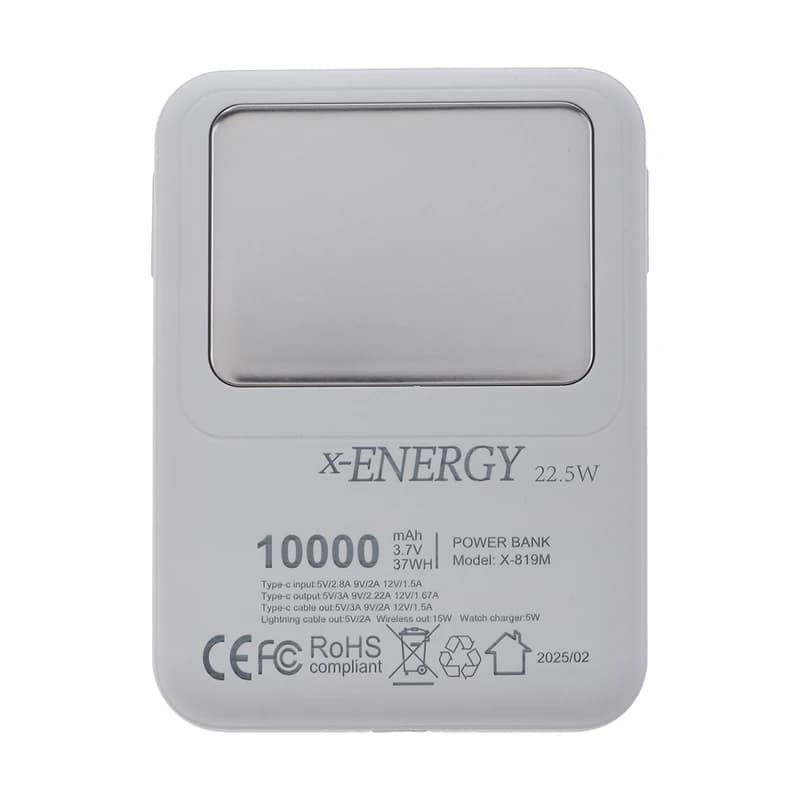 پاور بانک بی سیم فست شارژ ایکس انرژی X-819M PD 22.5W ظرفیت 10000 میلی آمپر ساعت — تصویر ۸