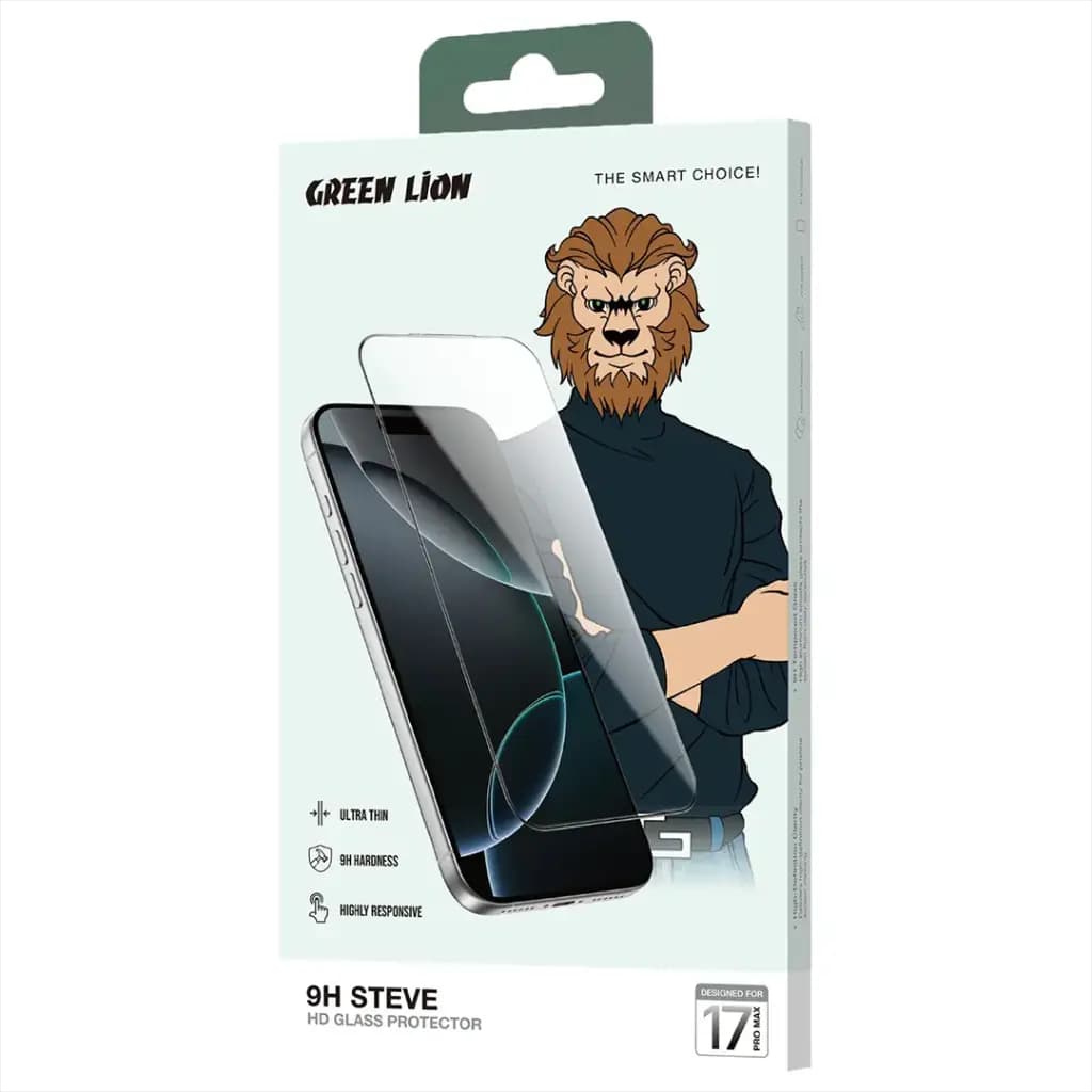 محافظ صفحه Green Lion 9H Steve HD برای iPhone 17 Pro Max | گلس شفاف ضدخش — تصویر ۱۰
