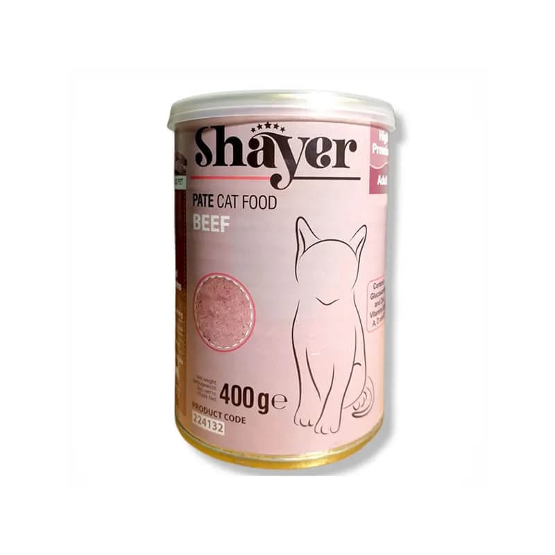 کنسرو غذای گربه با طعم گوشت قرمز شایر Shayer Pate With Beef وزن 400 گرم