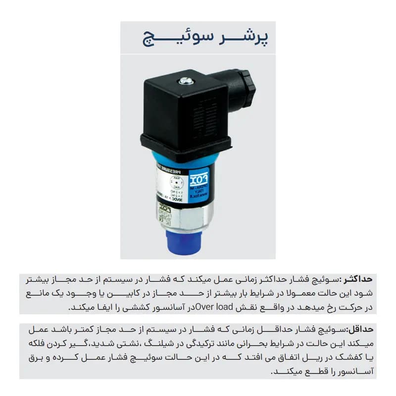 پرشر سوئیچ آسانسور هیدرولیک