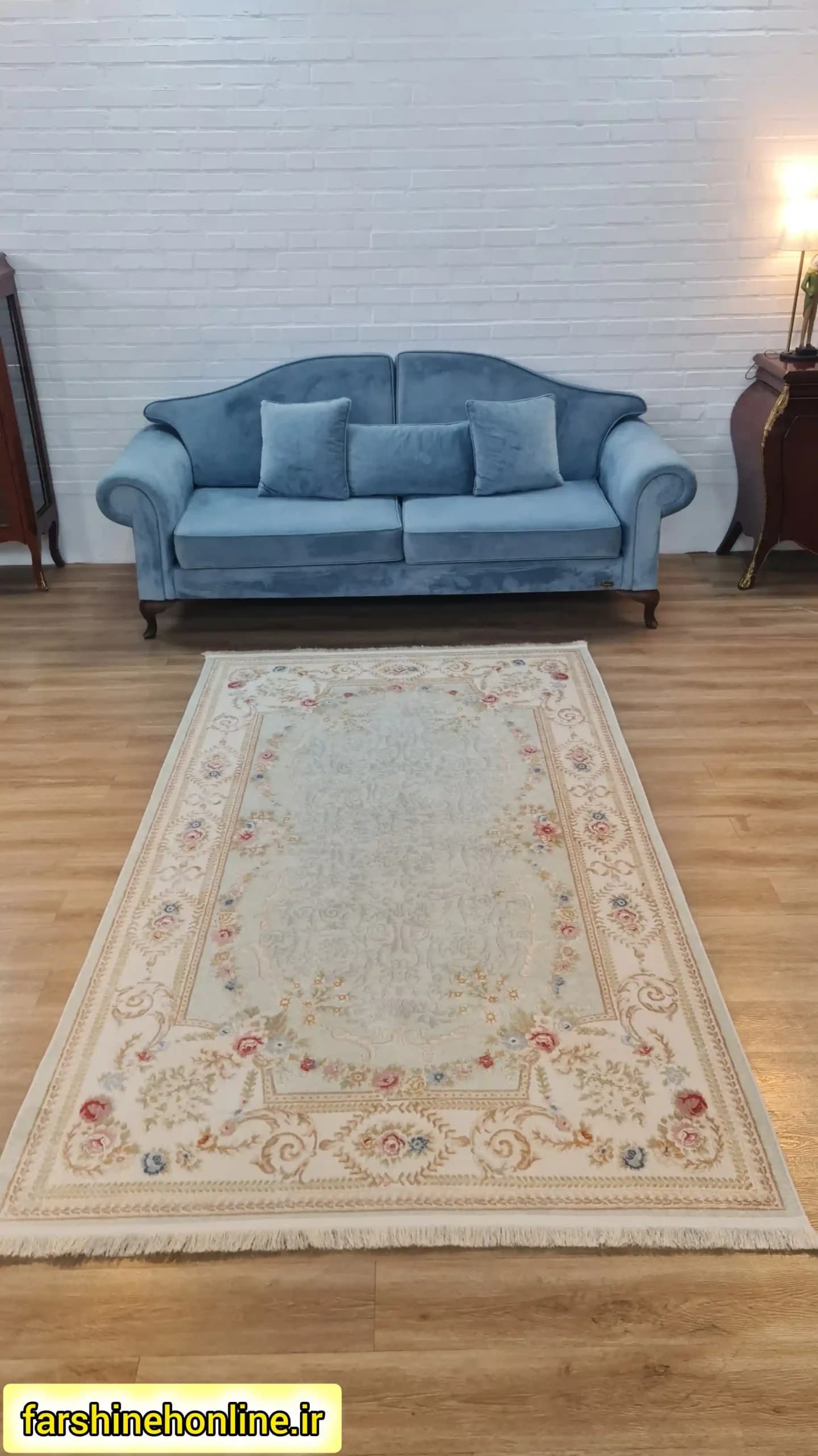 فرشینه سنتی طرح شاه عباسی | رنگ صدفی — تصویر ۱۰