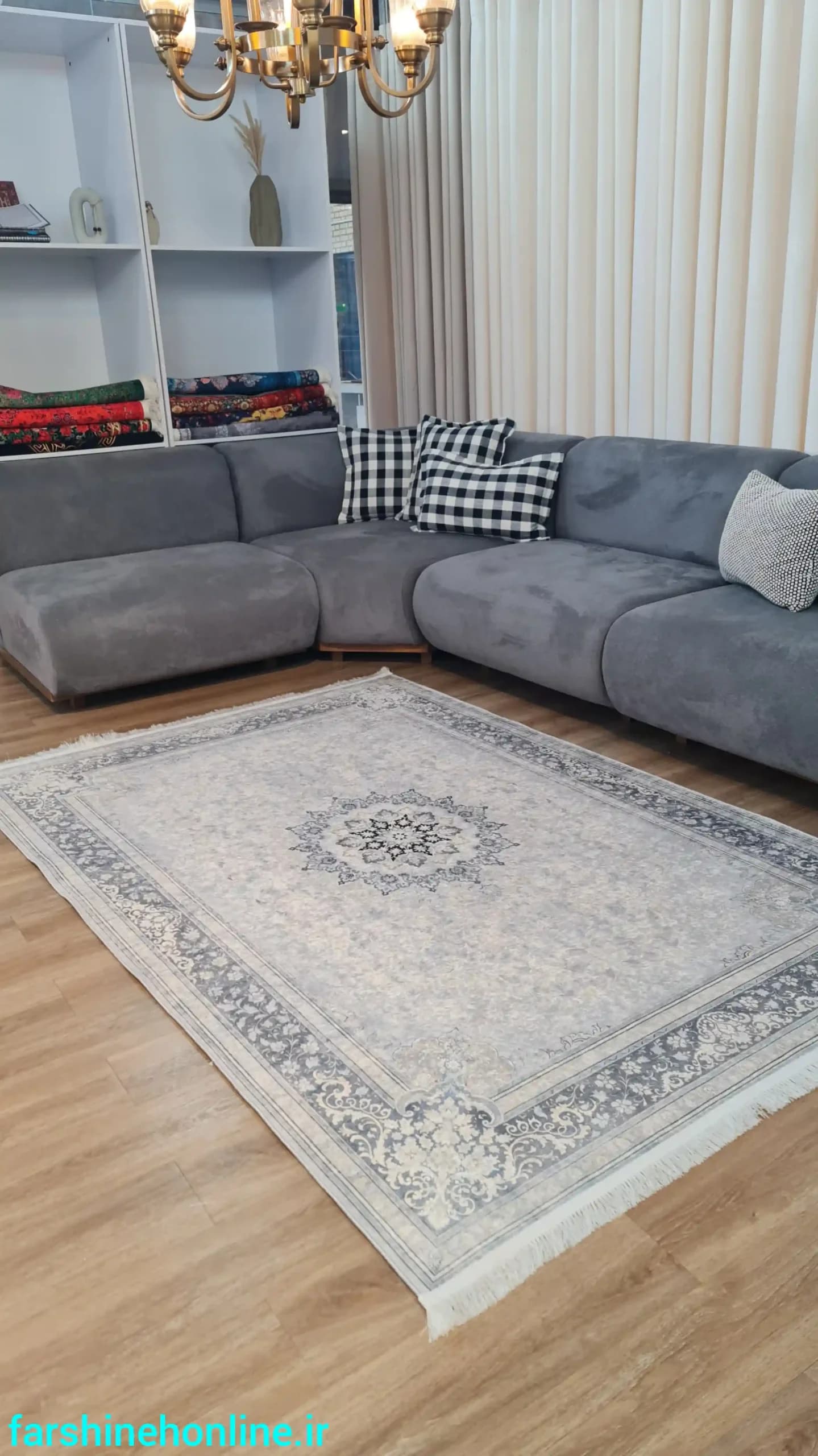 فرشینه مدرن لایت کلاسیک رنگ طوسی — تصویر ۴