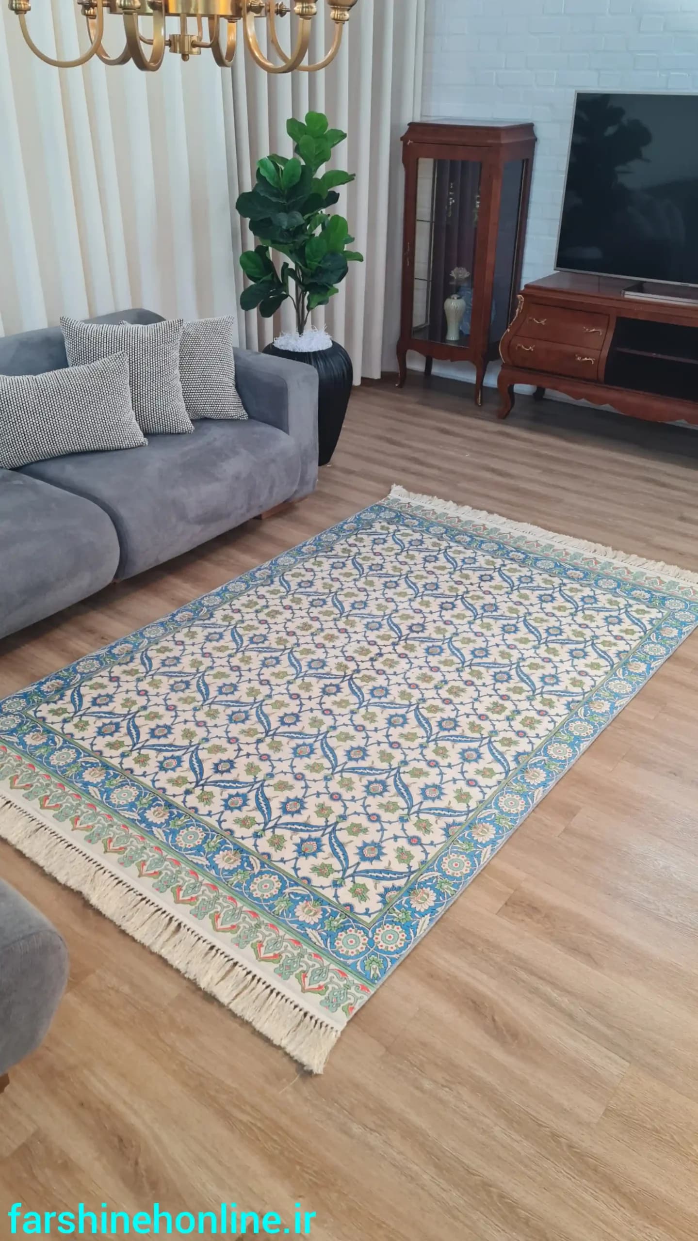 فرشینه سنتی طرح اسلیمی و ختایی — تصویر ۳