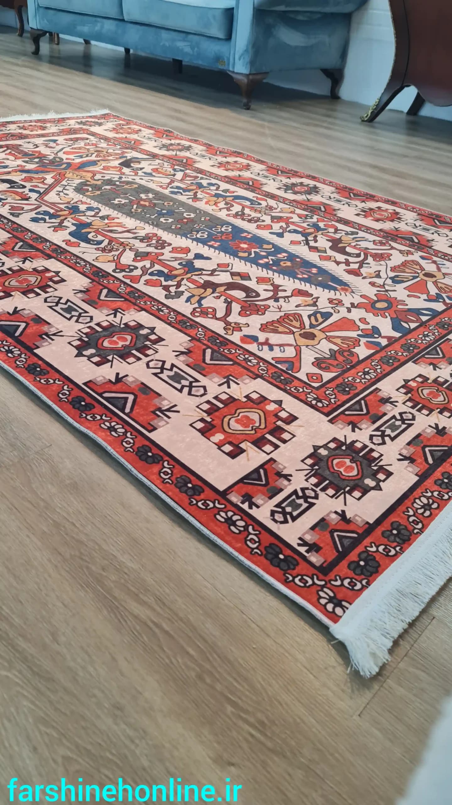 فرشینه سنتی طرح جاجیم اصیل ایرانی — تصویر ۹