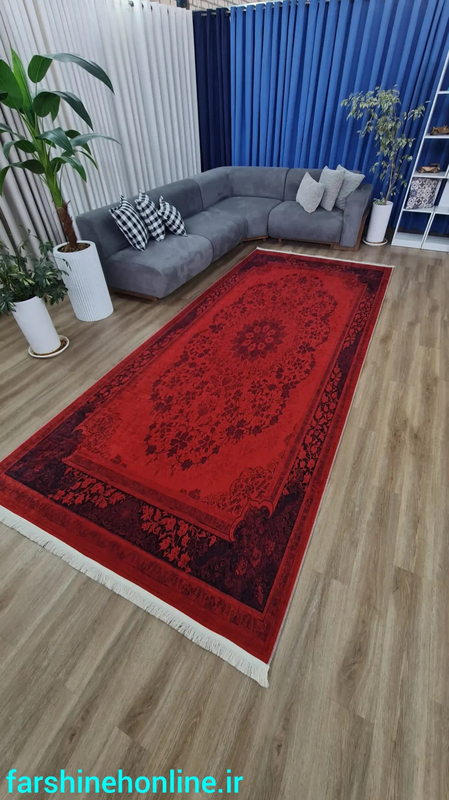 فرشینه شیک و خاص، رنگ قرمز روناس و مشکی — تصویر ۱۲