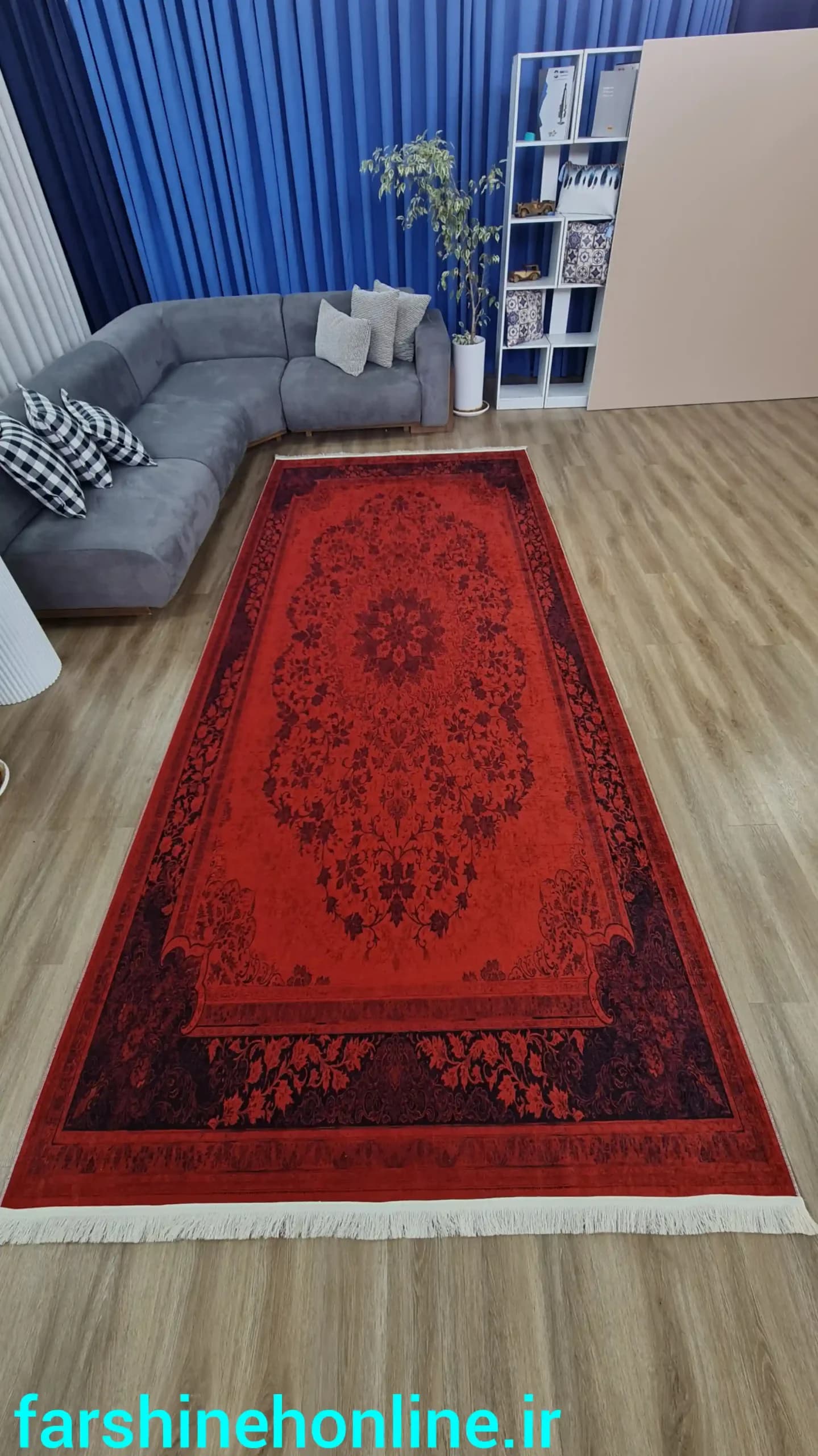 فرشینه شیک و خاص، رنگ قرمز روناس و مشکی — تصویر ۱۰