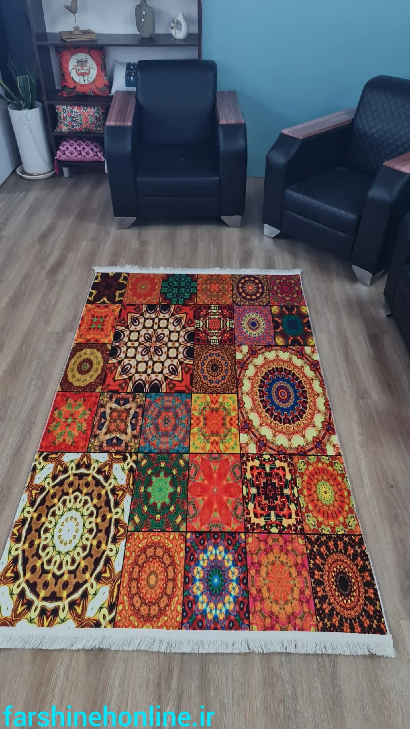 فرشینه مدرن طرح کاشی‌کاری و سنتی | رنگارنگ و شاد