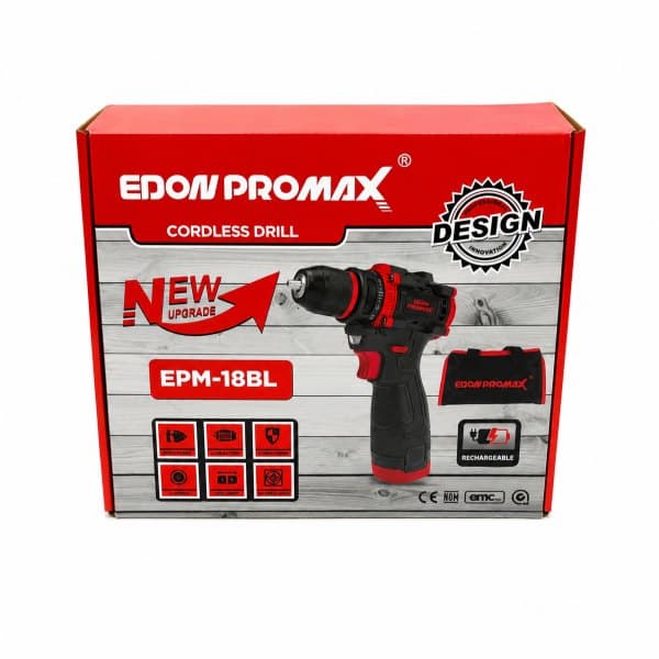 دریل شارژی صنعتی ادون پرومکس قرمز 18 ولت دو باتری مدل EMP-18BL — تصویر ۹