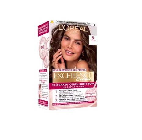 کیت رنگ مو لورآل LOreal سری Excellence شماره 5 پایه رنگ قهوه ای