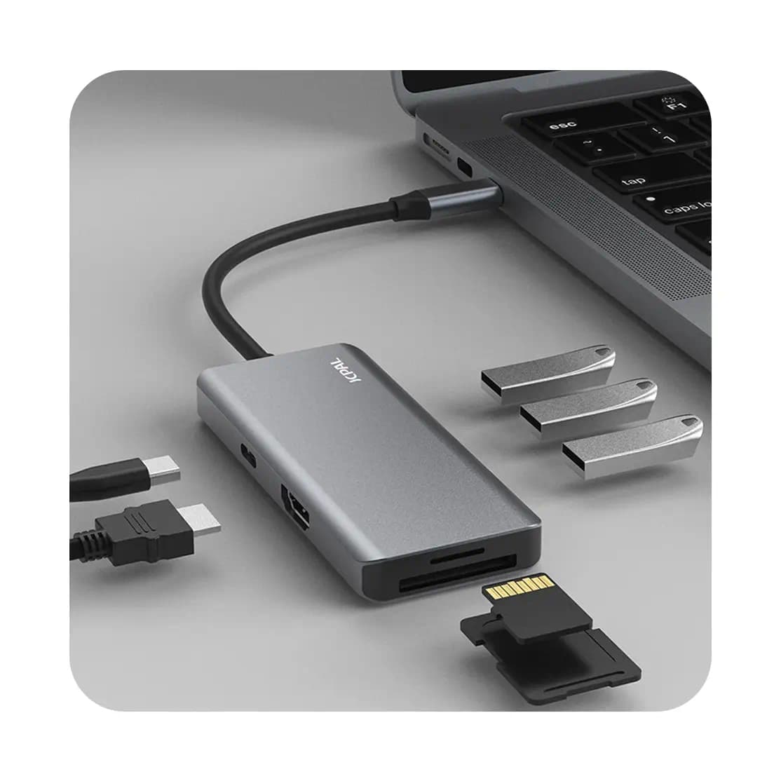 هاب 7 پورت USB-C جی سی پال مدل JCP6300 — تصویر ۹