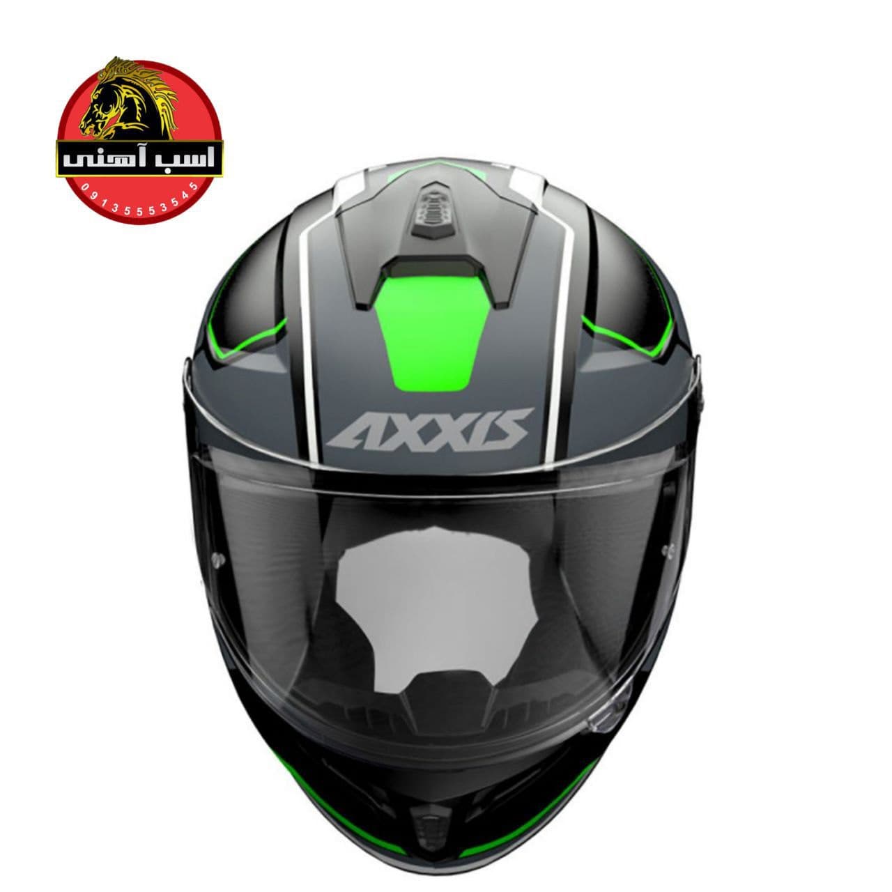 کلاه کاسکت فک ثابت اکسیس مدل DRAKEN SONAR B16 سبز فسفری مات — تصویر ۴