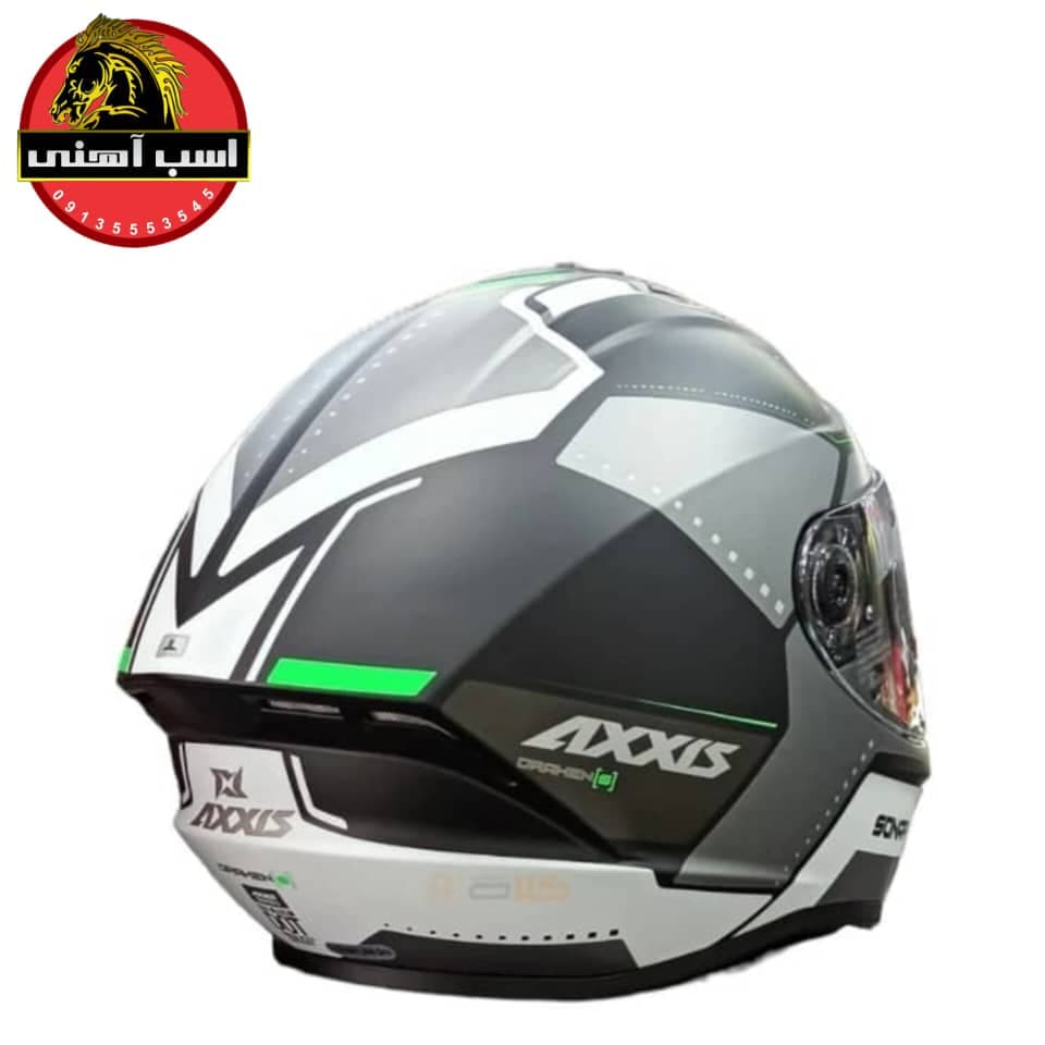 کلاه کاسکت فک ثابت اکسیس مدل DRAKEN SONAR B16 سبز فسفری مات — تصویر ۶