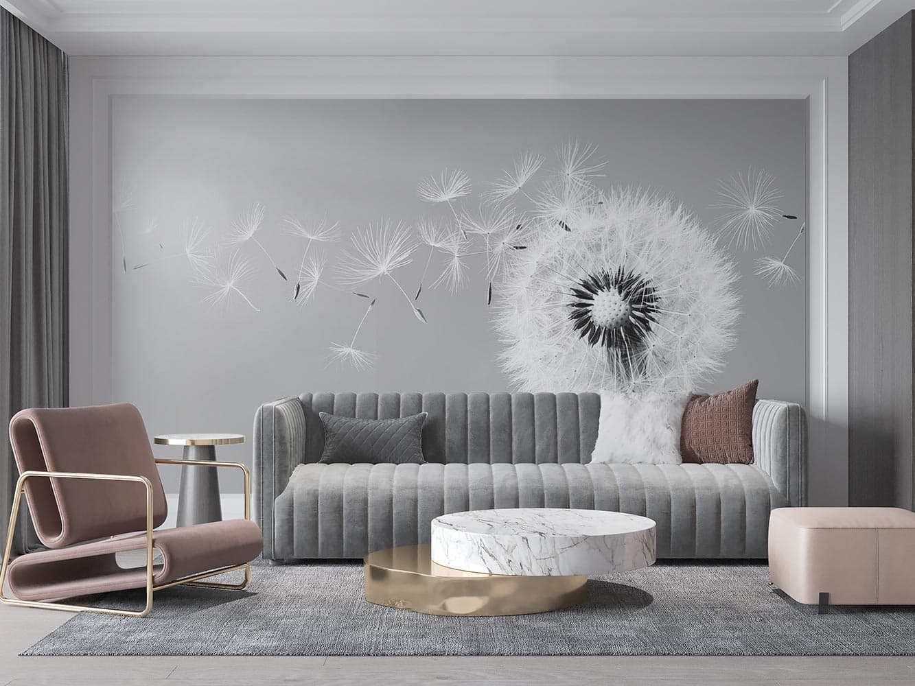 پوستر دیواری قاصدک سیاه و سفید M10038800