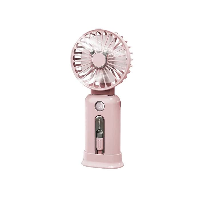 پنکه شارژی قابل حمل و پاور بانک گرین لاین مدل Wind Mate Pink — تصویر ۲