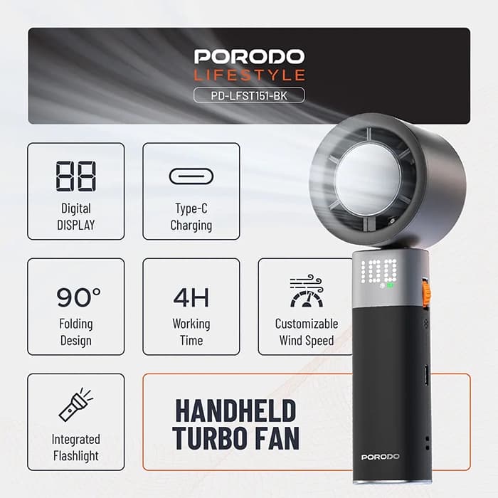 پنکه شارژی قابل حمل و رومیزی پرودو مدل Turbo — تصویر ۵