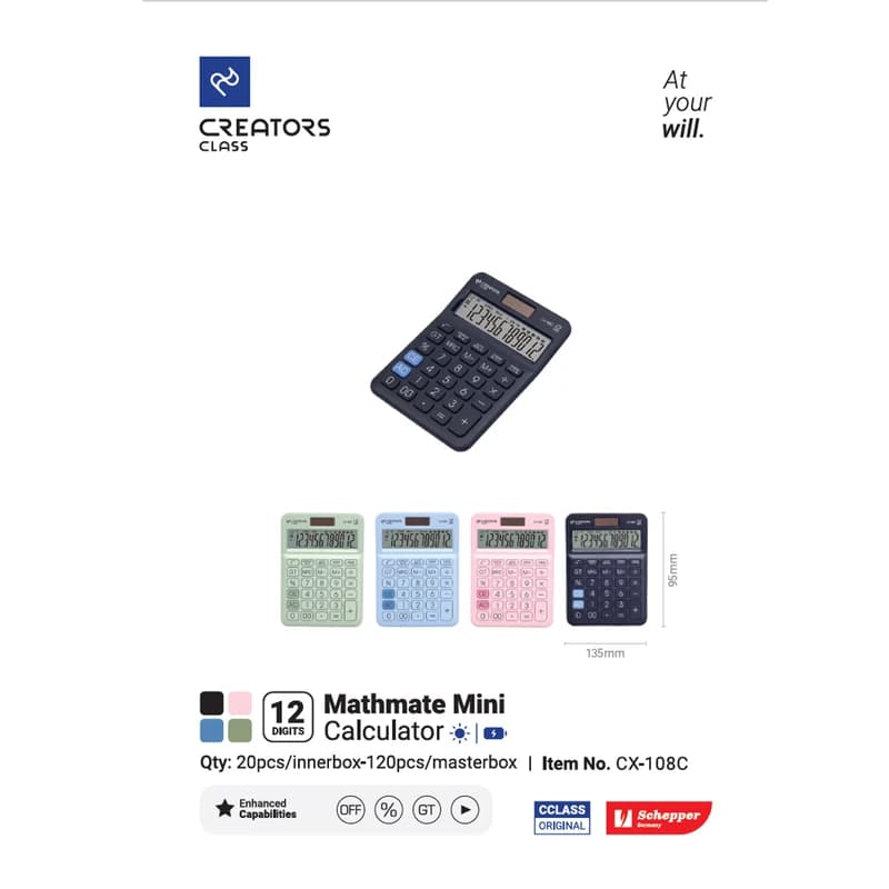ماشین حساب سی کلاس مدل مت میت طرح مینی کد CX-108C — تصویر ۱۱