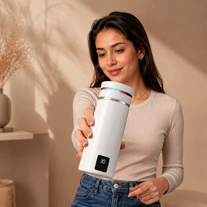 تراول ماگ همزن مغناطیسی و اسپیکر دار پرودو مدل Fluxmix 350mL White — تصویر ۶