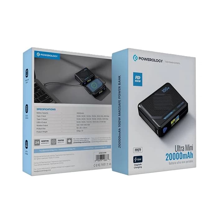 پاور بانک پاورولوژی Powerology Ultra Mini ظرفیت 20000 میلی آمپر — تصویر ۳