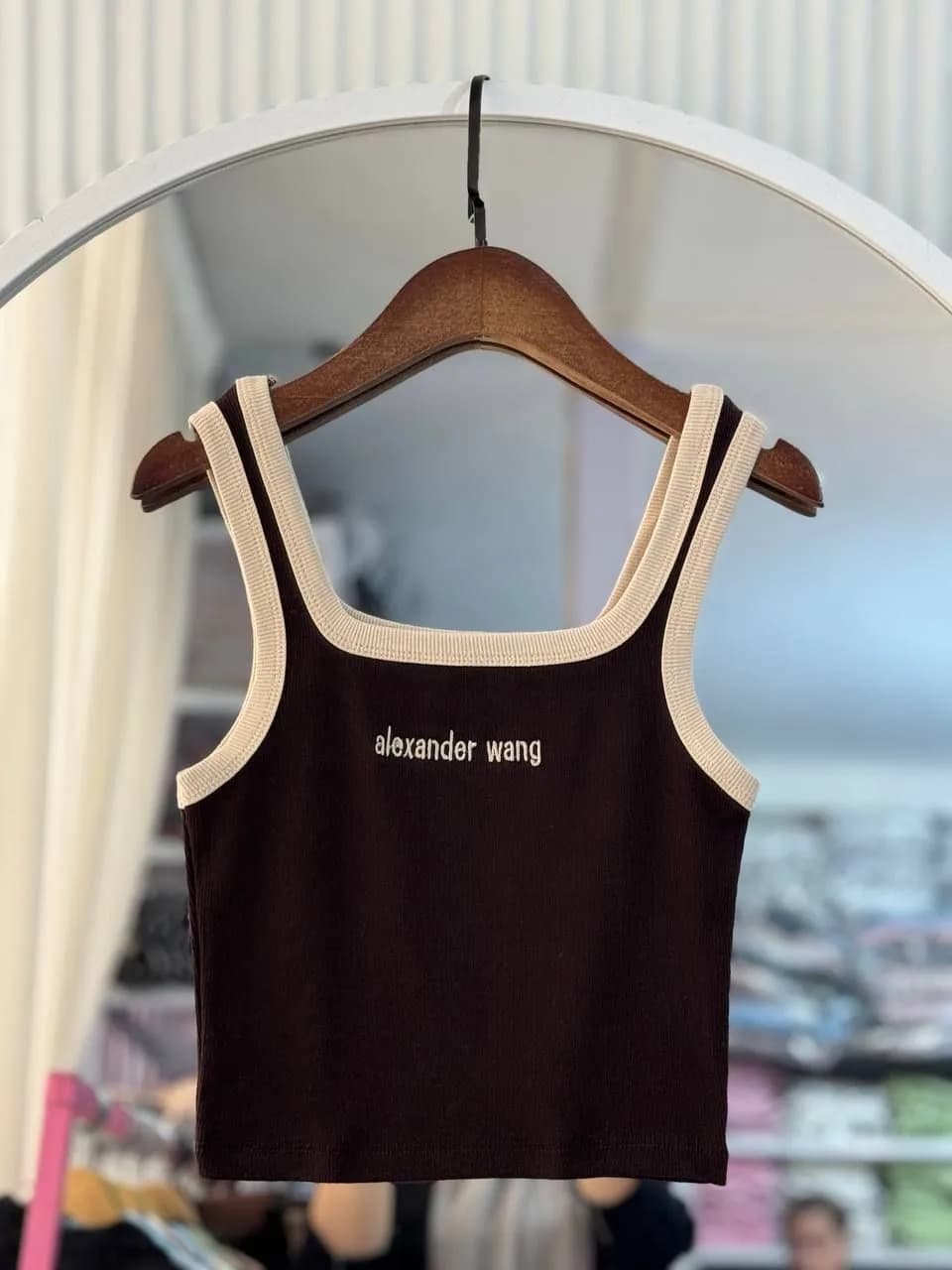 تاپ یقه خشتی پنبه کبریتی قد 45 فری سایز مدل Alexander Wang — تصویر ۴