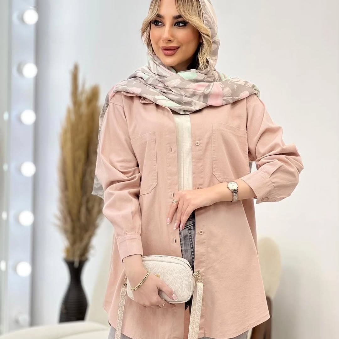 شومیز کتان قد 90 ترک فری سایز رنگبندی — تصویر ۵