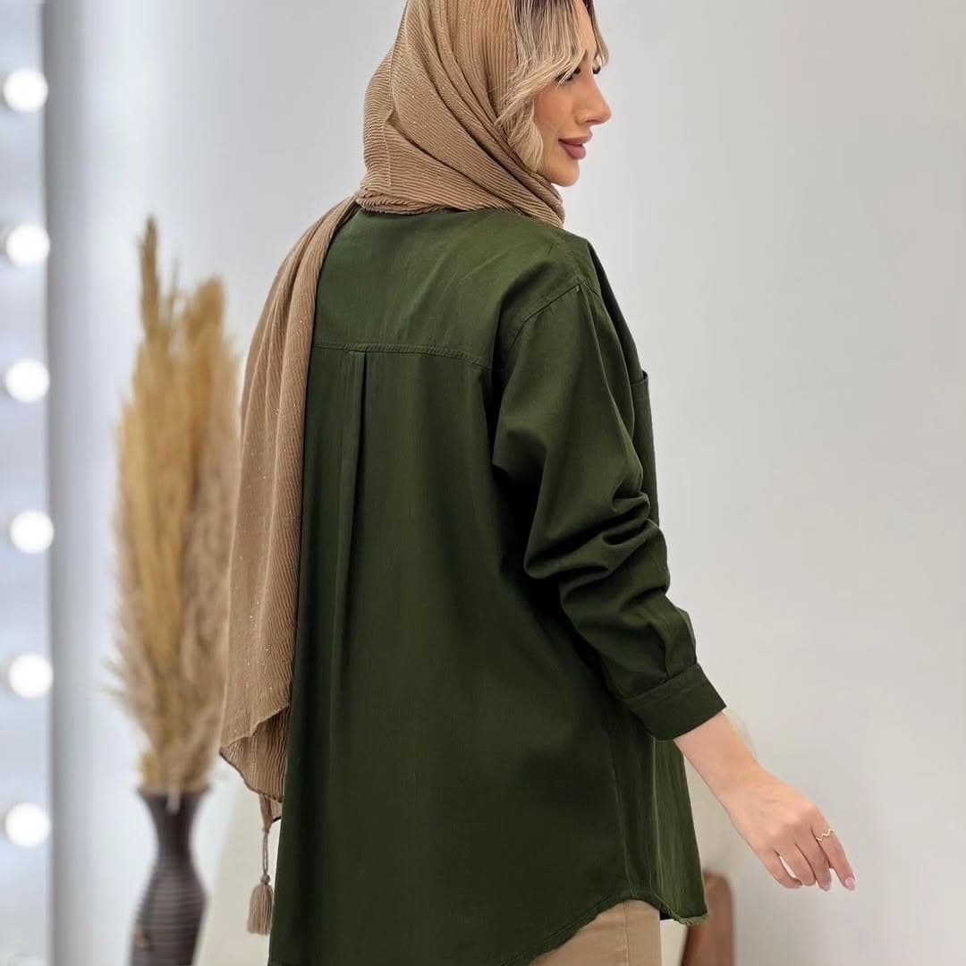 شومیز کتان قد 90 ترک فری سایز رنگبندی — تصویر ۸