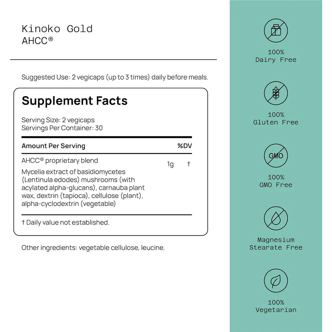 قرص کوالیتی آف لایف Kinoko Gold AHCC تعداد 60 عددی — تصویر ۸