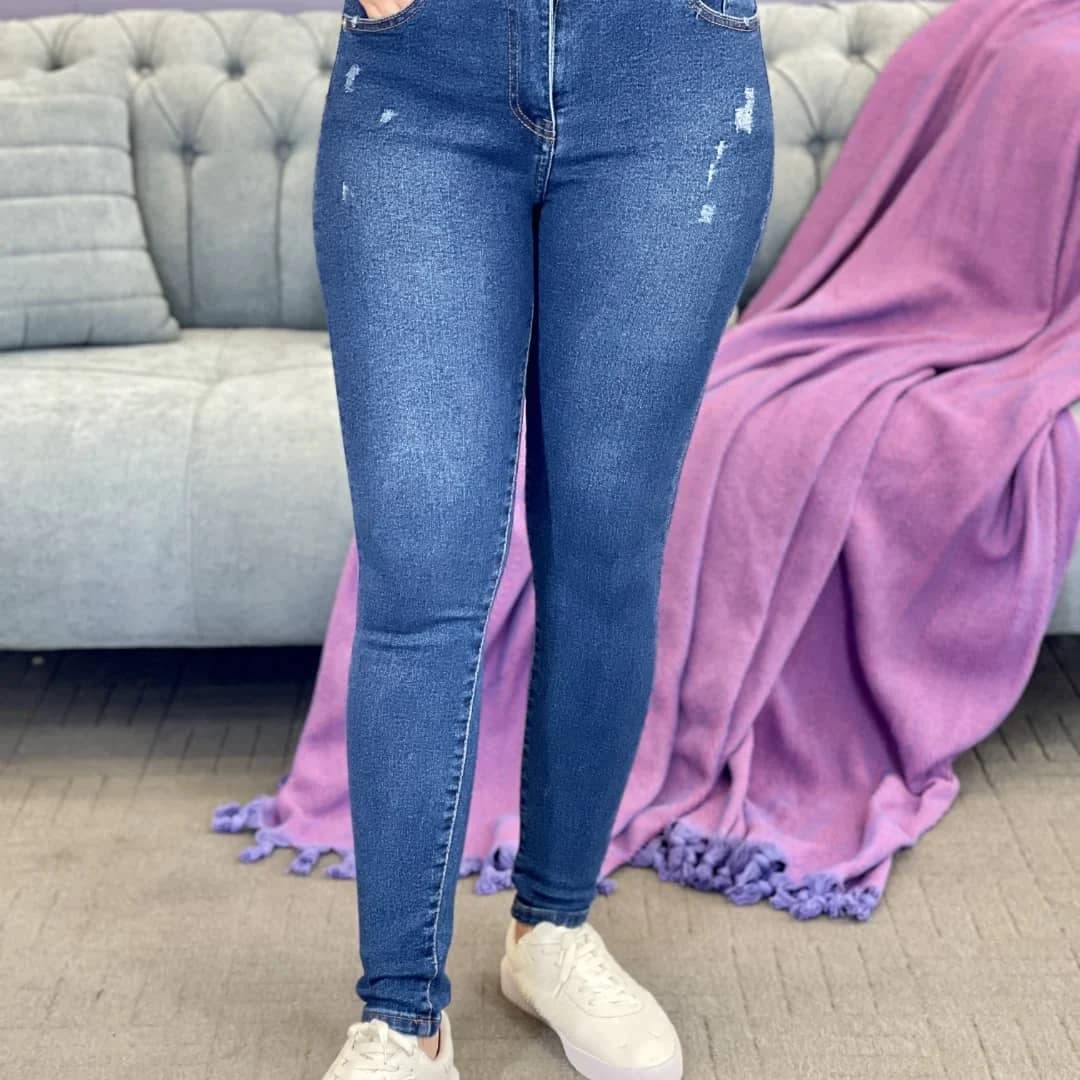 شلوار جین آبی تیره پارچه کجراه قد 90 و 95 — تصویر ۱۱