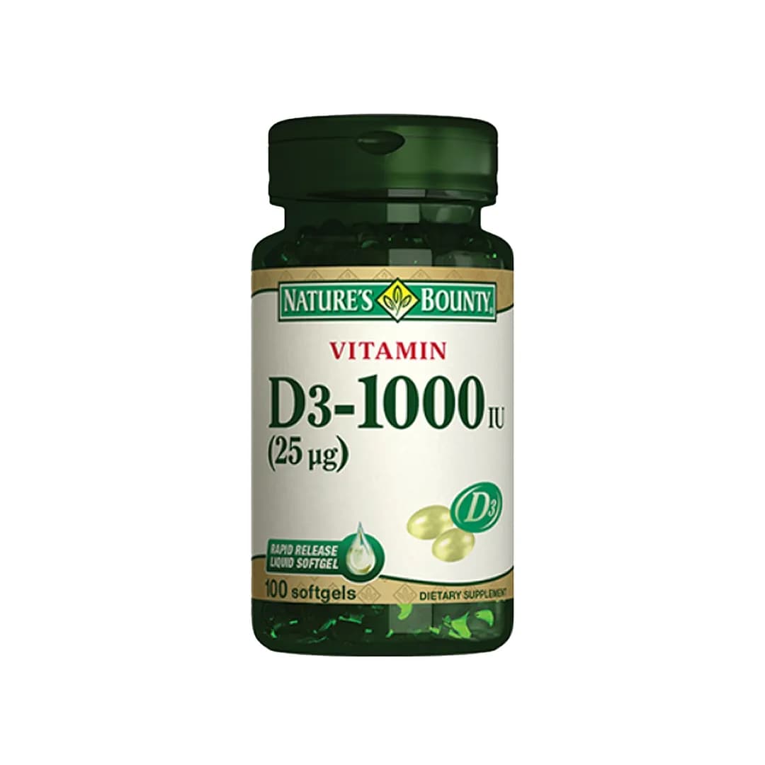 قرص ویتامین D3 1000 IU نیچرز بونتی تعداد 100 عددی