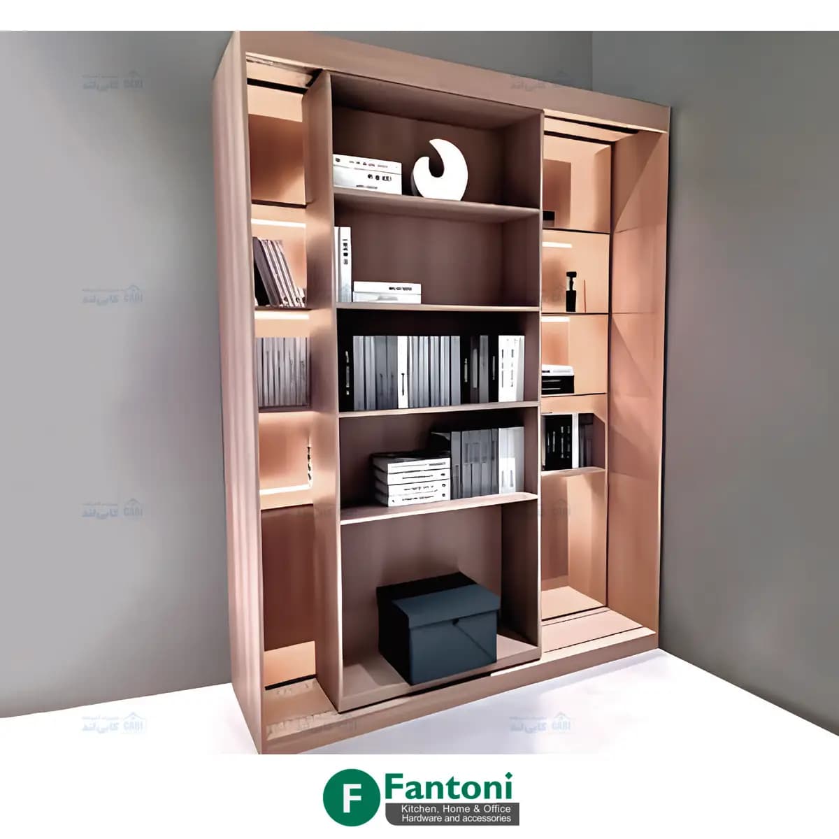 مکانیزم ریلی دکوراتیو Moving Shelf کتابخانه با عرض 3000mm فانتونی K250