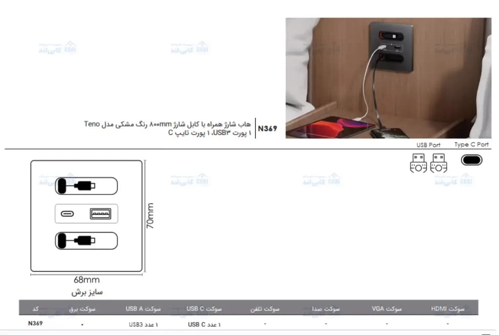 هاب شارژر همراه با کابل 800mm مدل TENO فانتونی N369 — تصویر ۳