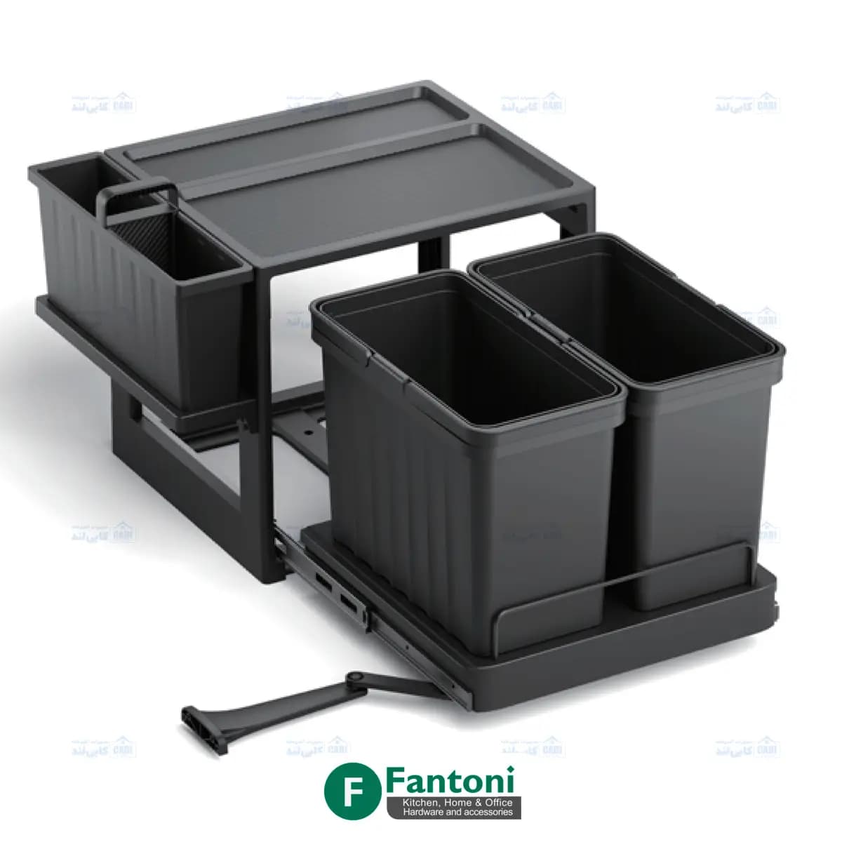 سطل چند منظوره توکار متصل به کف دو سطلی Fantoni جهت یونیت عرض 600mm فانتونی Q760