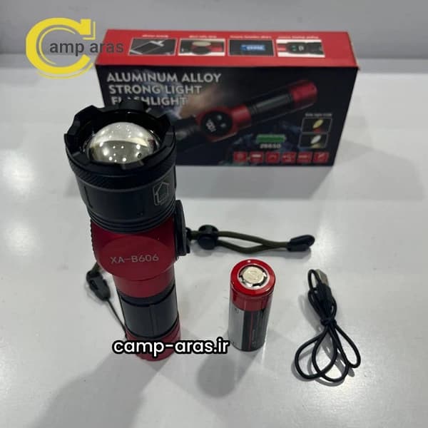 چراغ قوه شارژی زوم دار مدل XA-B606 LED COB دو لامپ