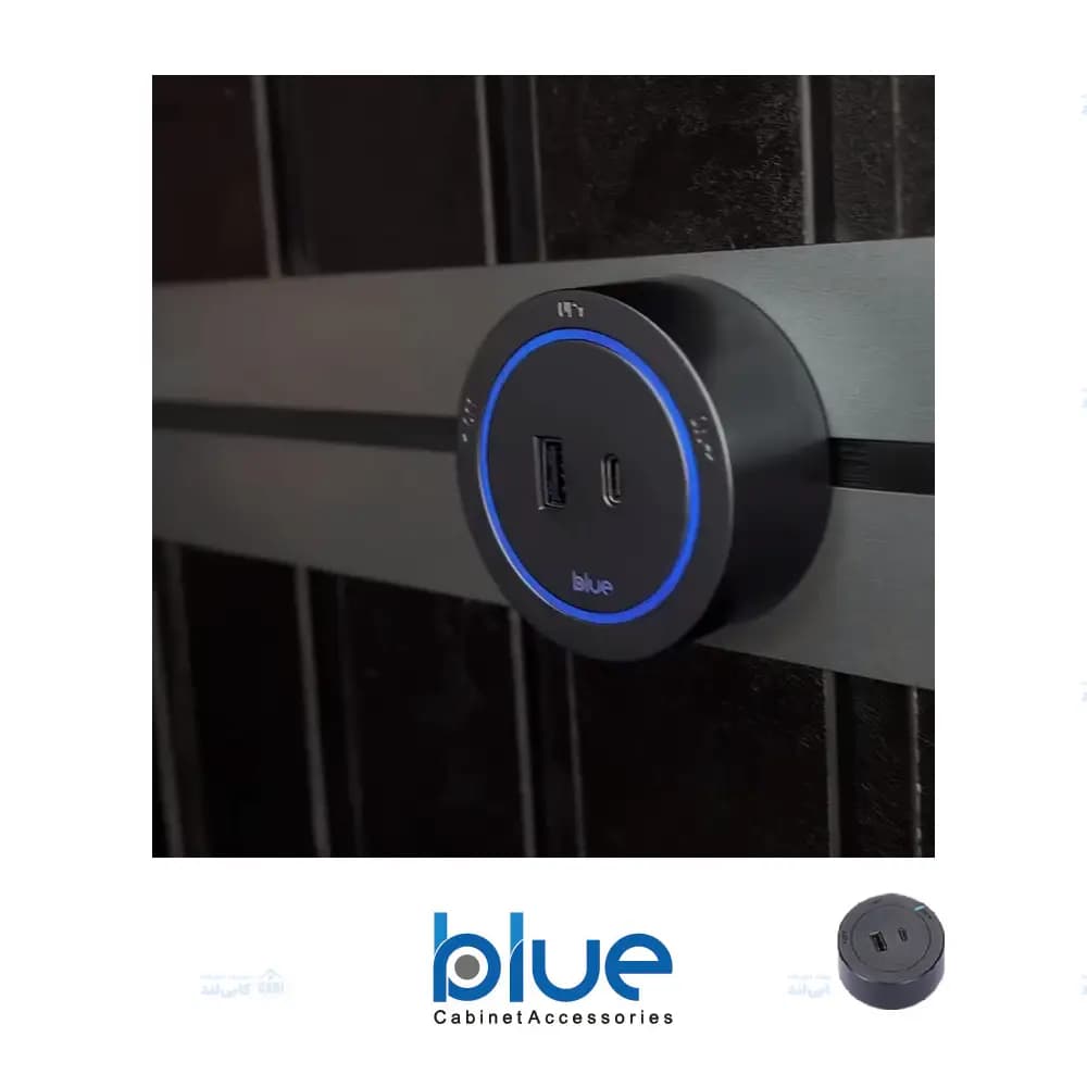 سوکت ریلی دو شاخه USB خور (Type A،C) لایتینگ دار بلو مدل BK14 — تصویر ۲