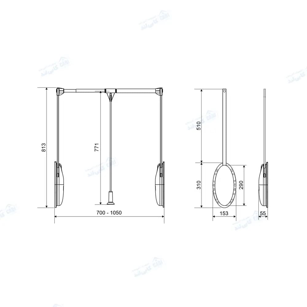رگال با جک آسانسوری سری لوکس رنگ نوک مدادی عرض 700mm-1050 فانتونی J900 — تصویر ۹